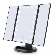 22 LED Lights 10X Magnification Mirror Tri-Fold Magnification Touch Screen Desktop Makeup Mirror (Black)   567624413